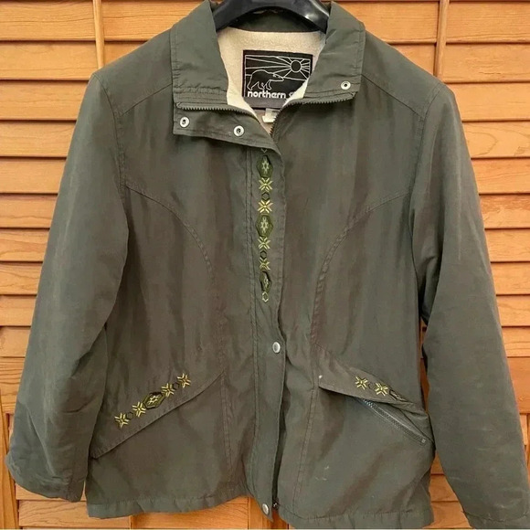 Vintage Northern Sun Canada Olive Green Lined Jacket Coat Size L Fall Winter - Picture 15 of 15